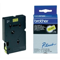 BROTHER Cassette Ruban TC Noir/Jaune 12mmx7,7m TC601pour PT500/8E/2000/3000/5000