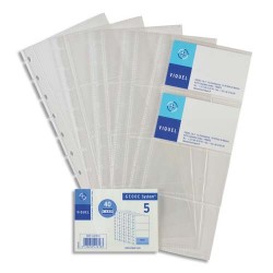 VIQUEL Lot de 5 Recharges de pochettes pour porte-cartes de visite Géode - Dim. L11,2 x H25,3 cm incolore
