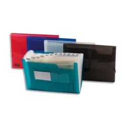 Trieur en plastique 13 compartiments, pochettes pour cartes de visite, coloris transparent