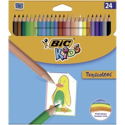 BIC Etui 24 crayons de couleur TROPICOLOR2 (version sans bois). Coloris assortis