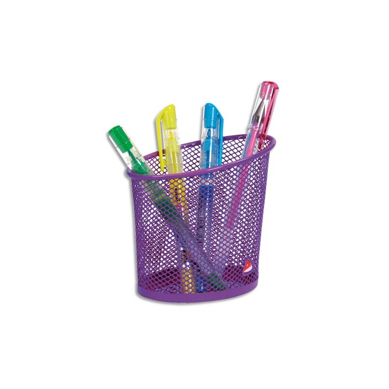 ALBA Pot à crayons en métal Mesh - Diamètre 6, hauteur 10,5 cm coloris Violet