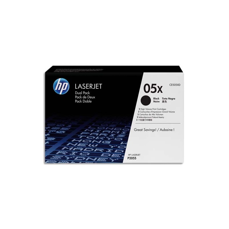 HP 2 cartouches Laser Noir CE505XD