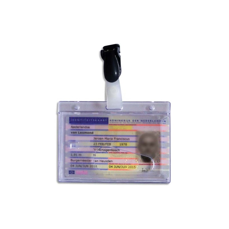 PAVO Boîte de 50 badges tranparents rigides à pince métal pour carte magnétique format 86x54 mm