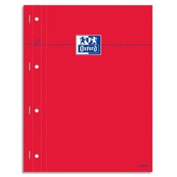 OXFORD Bloc étudiant agrafé côté 160 pages perforées 80g 22,5x29,7cm seyès Couverture carte enduite Rouge