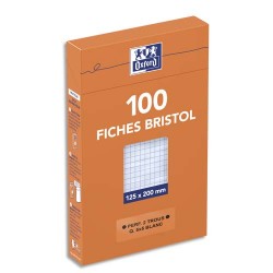 OXFORD Boîte distributrice 100 fiches bristol perforées 125x200mm 5x5 Blanc