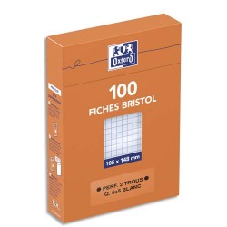 OXFORD Boîte distributrice 100 fiches bristol perforées 105x148mm (A6) 5x5 Blanc