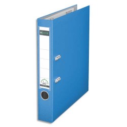 LEITZ Classeur à levier 180 degrés, en carton rembordé de polypropylène, dos de 8cm. Coloris Bleu clair