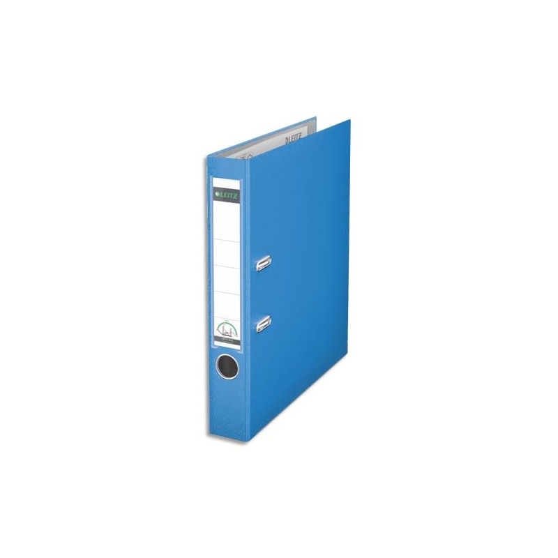 LEITZ Classeur à levier 180 degrés, en carton rembordé de polypropylène, dos de 8cm. Coloris Bleu clair