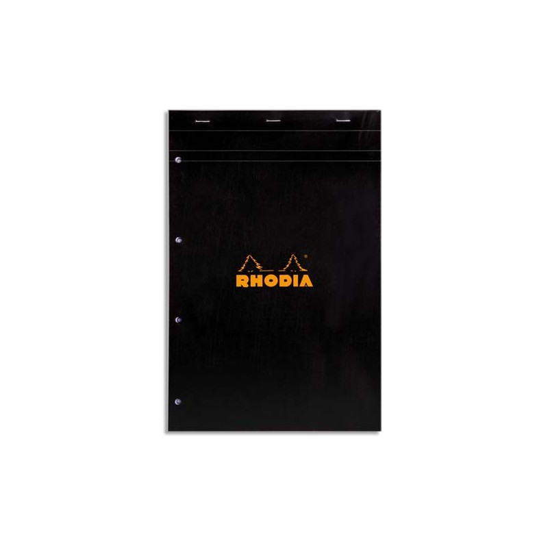 RHODIA Bloc N°20 agrafé 160 pages perforées 80g 5x5 21x31,8cm Couverture carte enduite Noire