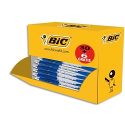 BIC Pack éco de 30+6 stylo bille ATLANTIS Bleu, pointe moyenne, rechargeable, bille indéformable