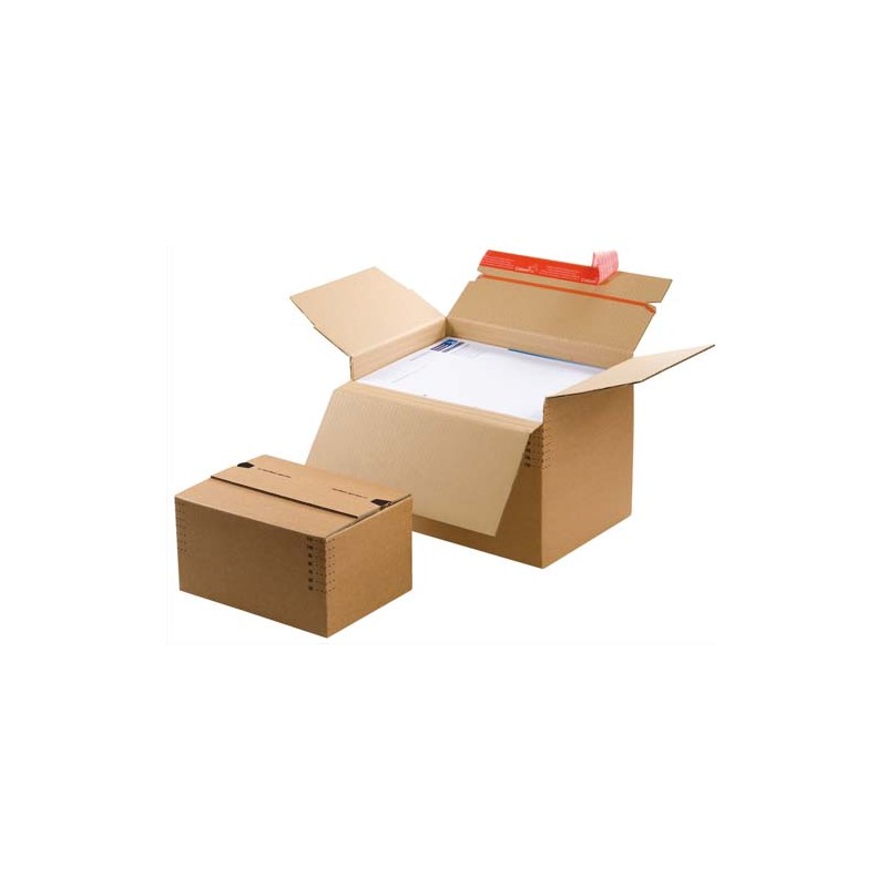 COLOMPAC Carton à monter brun - Dimensions : L30,4 x H de 13 à 22 x P21,6 cm