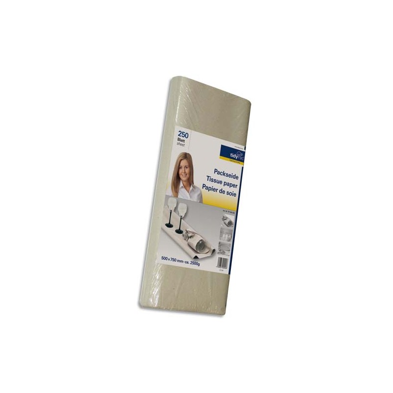 TIDYPAC Paquet de 250 feuilles de papier de soie pour emballage - Dimensions : 50x75cm coloris Blanc Gris