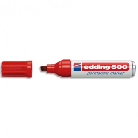 EDDING Marqueur Edding 500 permanent, corps aluminium, pointe biseautée - coloris Rouge