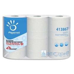 PAPERNET Paquet de 6 rouleaux de Papier toilette Blanc pure cellulose, 2 plis, 200 formats L22m