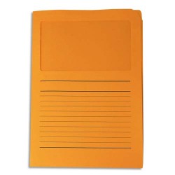 Paquet de 50 pochettes coins en carte 120g, avec fenêtre. Dim: 22x31cm. Coloris Orange