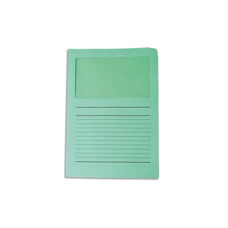 Paquet de 50 pochettes coins en carte 120g, avec fenêtre. Dim: 22x31cm. Coloris Vert clair