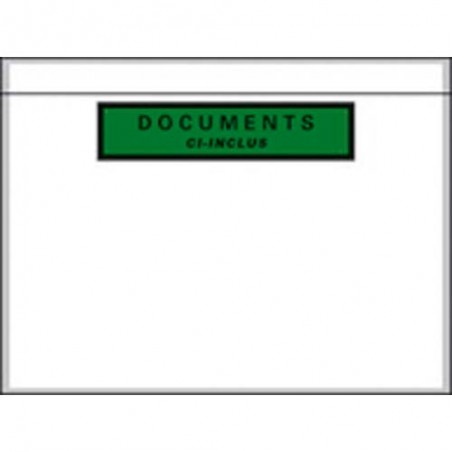 Boîte de 1000 pochettes document ci-inclus recyclées format C6 16,2 x 12 cm transparent