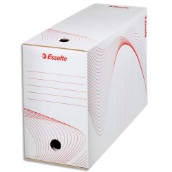 ESSELTE Boîte à archives, dos de 15 cm, en carton ondulé kraft Blanc, conditionnement en caisse carton