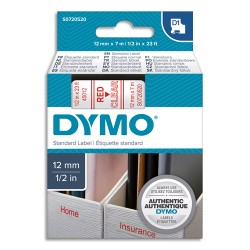 DYMO Ruban D1 Rouge/transparent 12MMX7M pour 1000/1000+/2000/3500/4500/5000/5513