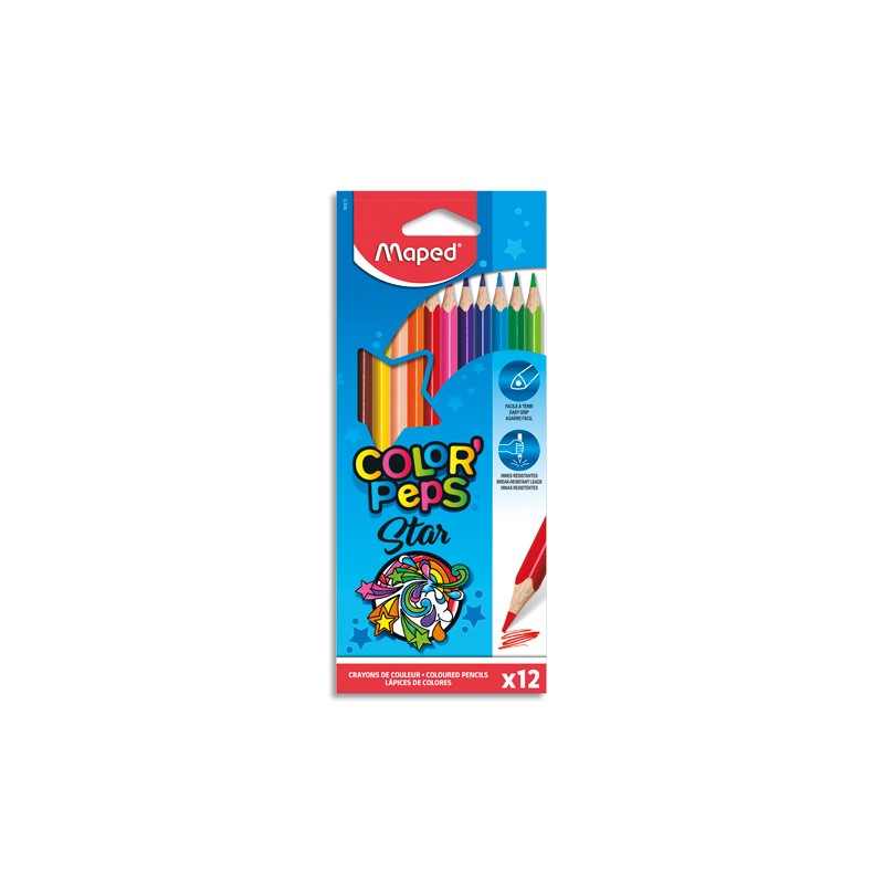 MAPED Pochette 12 crayons de couleur COLOR'PEPS Coloris assortis