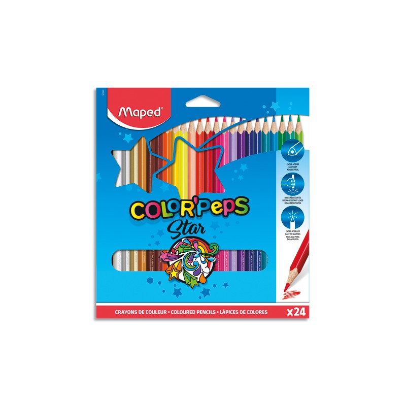 MAPED Pochette 24 crayons de couleur COLORPEP'S. Coloris assortis