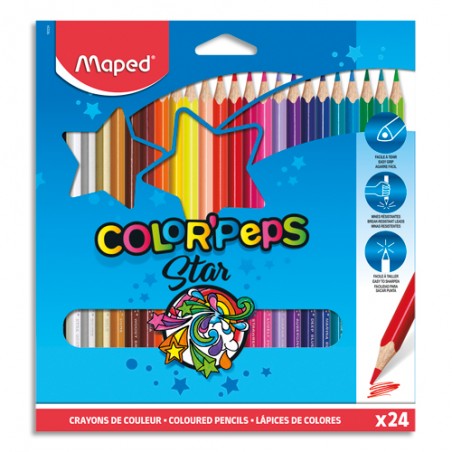 MAPED Pochette 24 crayons de couleur COLORPEP'S. Coloris assortis
