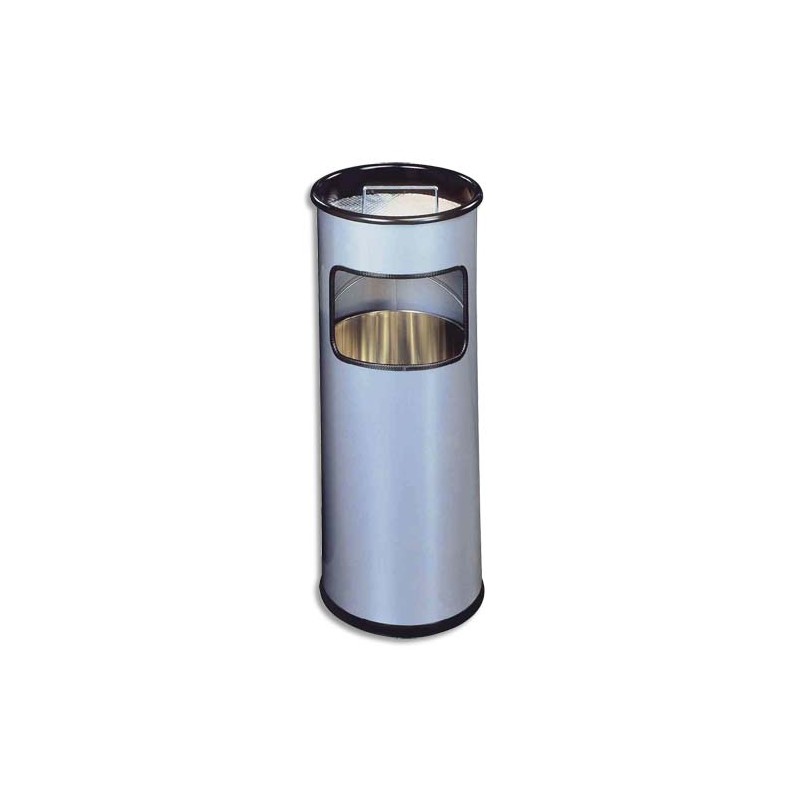 DURABLE Corbeille à papier ronde en métal + cendrier sable - 17+2 litres - ø26 x H62 cm - Argent