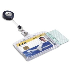 DURABLE Boîte 10 Porte-badges 2 cartes de sécurité format portrait ou paysage + enrouleur - Transparent