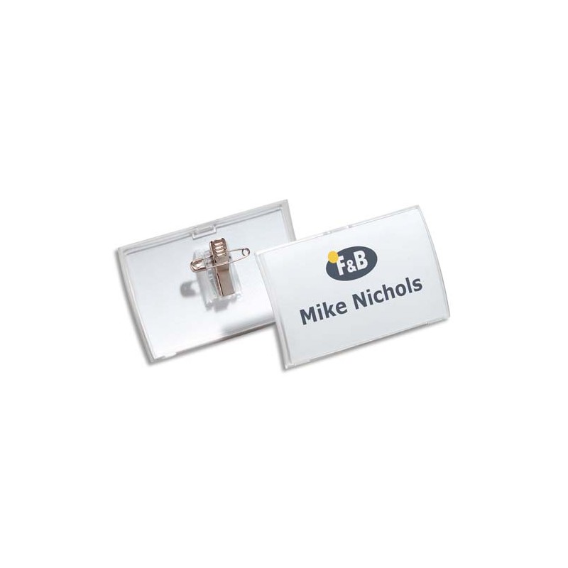 DURABLE Boîte 25 Porte-badges Click Fold en polypropylène avec pince combi - L90 x H54 mm - Transparent