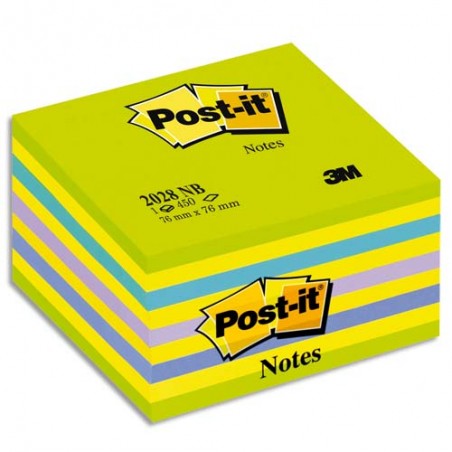 POST-IT Cubes POST-IT® Rêve Intense (néon bleu/vert) 450 feuilles 76 x 76 mm