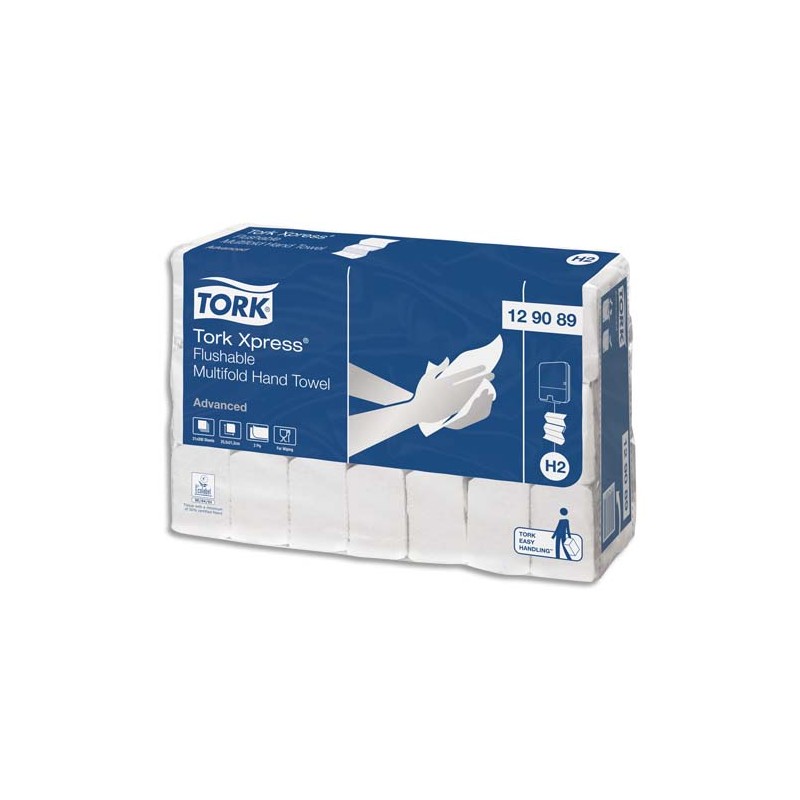 TORK Colis de 21 paquets 200 feuilles Essuie-mains Xpress interfoliés délitable Blanc 2 plis 25,5x21,2 cm
