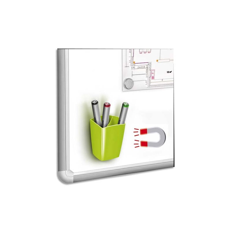 CEP Pot à crayons et feutres, magnétique, 2 compartiments, coloris Vert. Dim L7,8 x H9,5 x P7,4 cm