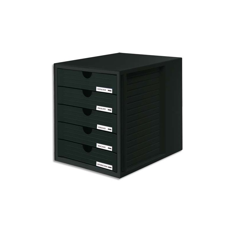 HAN Module de classement Systembox, 5 tiroirs, en polystyrène, coloris Noir. Dim. L27,5 x H32 x P33 cm.