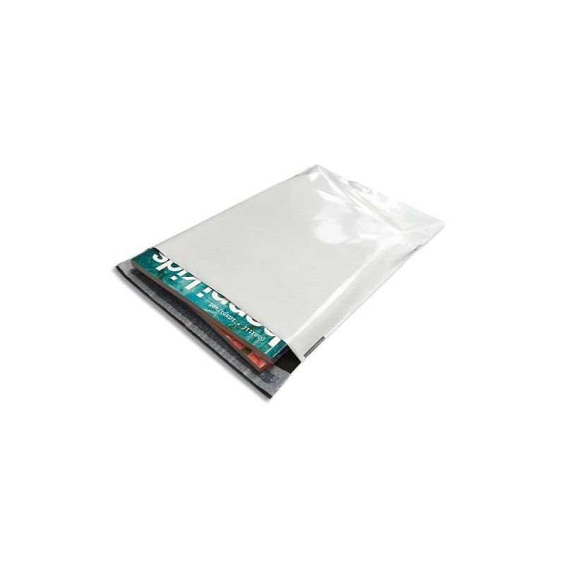 BONG Boîte de 100 pochettes en polyéthylène opaque Blanches indéchirables 60 microns Format 24 x 32,5 cm