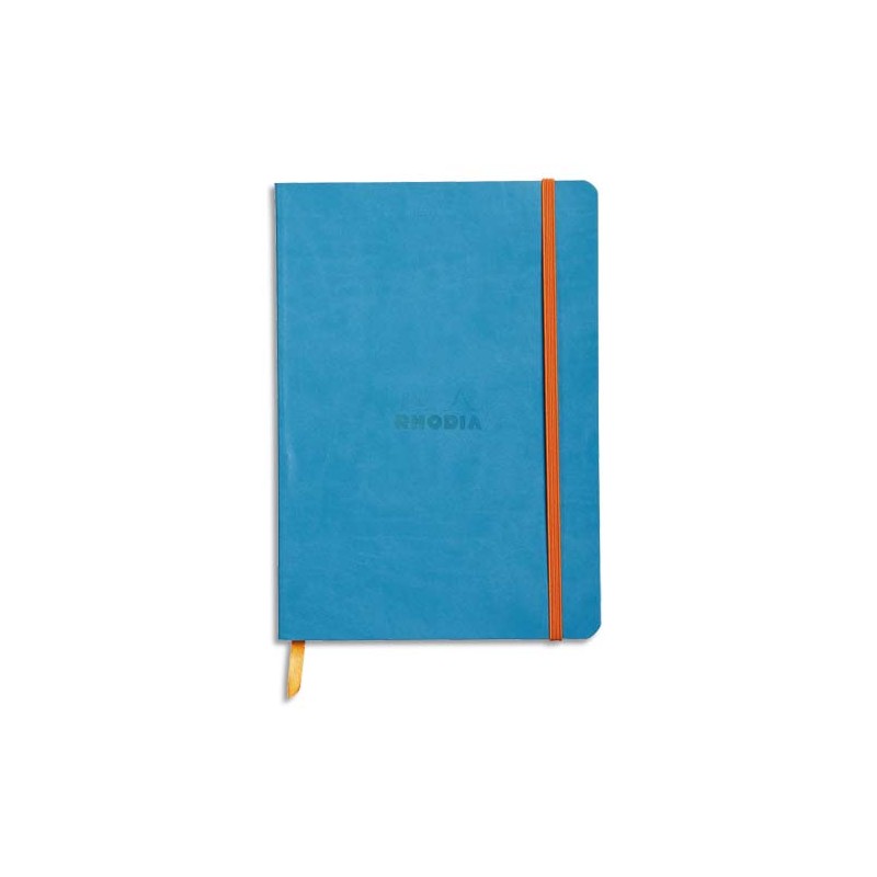 RHODIA Carnet Rhodiarama 14,8x21 160 pages lignées. Couverture simili-cuir Gris Turquoise