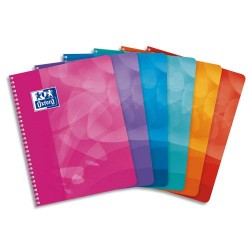 OXFORD Cahier spirale LAGOON 17x22cm 100 pages 90g 5x5. Couverture polypro assorties