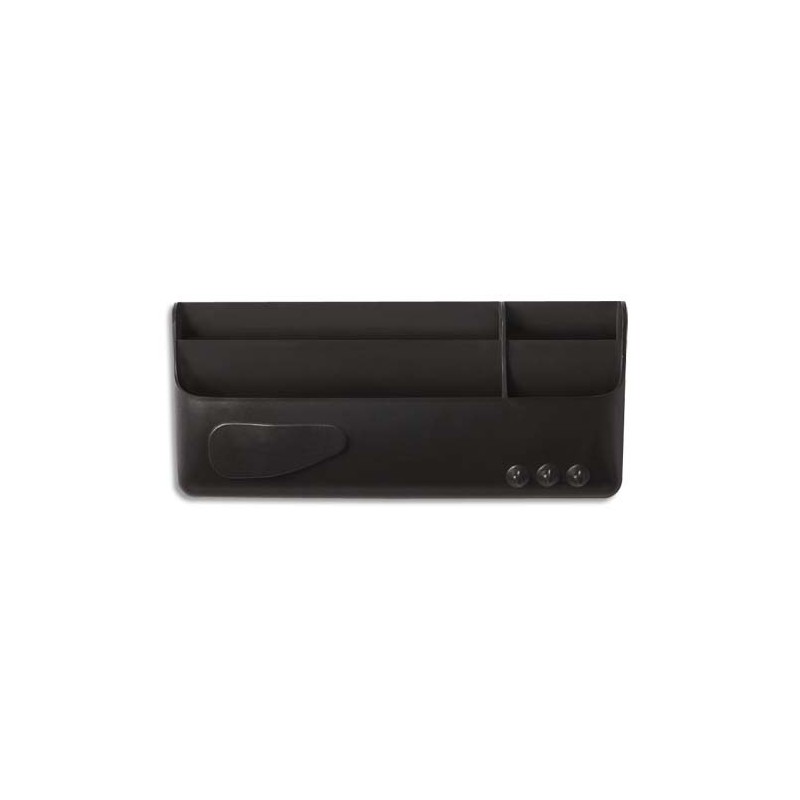 BI-OFFICE Boîte de ragement multi-usages magnétique Noire, 4 compartiments - Dim : L23 x H10 x P4 cm