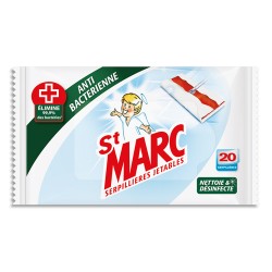 ST MARC Paquet de 20 serpillieres jetables antibactériennes