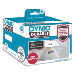 DYMO Pack de 2 rouleaux de 450 étiquettes LabelWriter Durable 19x64mm Noir/Blanc 1933085