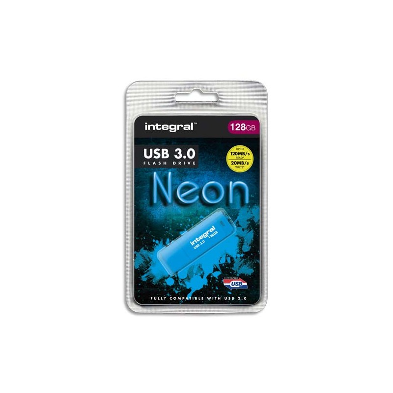 INTEGRAL Clé USB 3.0 Neon 128Go Bleue INFD128GBNEONB3.0