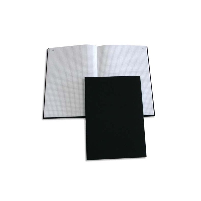 ELVE Registre toilé folioté 1 à 200 format 32x25 cm, 200 pages quadrillé 5/5. Coloris Noir
