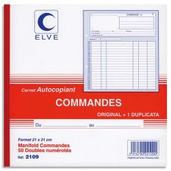 ELVE Manifold autocopiant commande format 21x21cm, 50 feuillets dupli