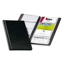DURABLE Porte-cartes Visifix album pour 96 cartes de visite aspect grain de cuir Noir - L115 x H253 mm