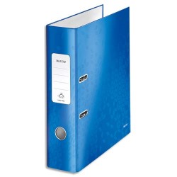 LEITZ Classeur à levier 180° WOW en carton pelliculé, dos 8 cm, coloris Bleu