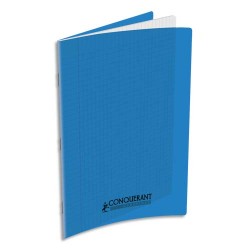 CONQUERANT C9 Cahier piqûre 21x29,7cm 48 pages 90g grands carreaux Séyès. Couverture polypropylène Bleu