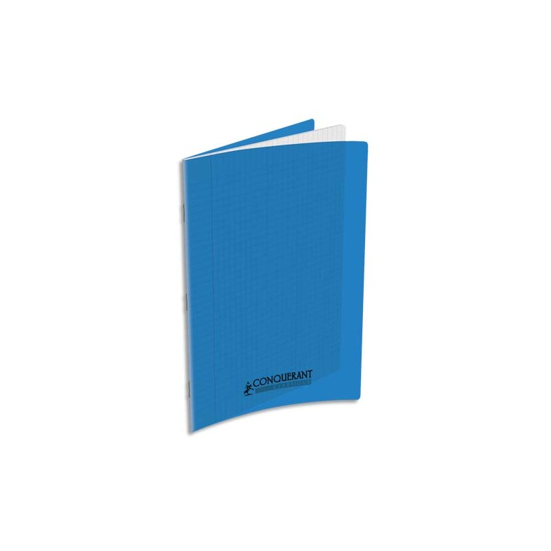 CONQUERANT C9 Cahier piqûre 21x29,7cm 48 pages 90g grands carreaux Séyès. Couverture polypropylène Bleu