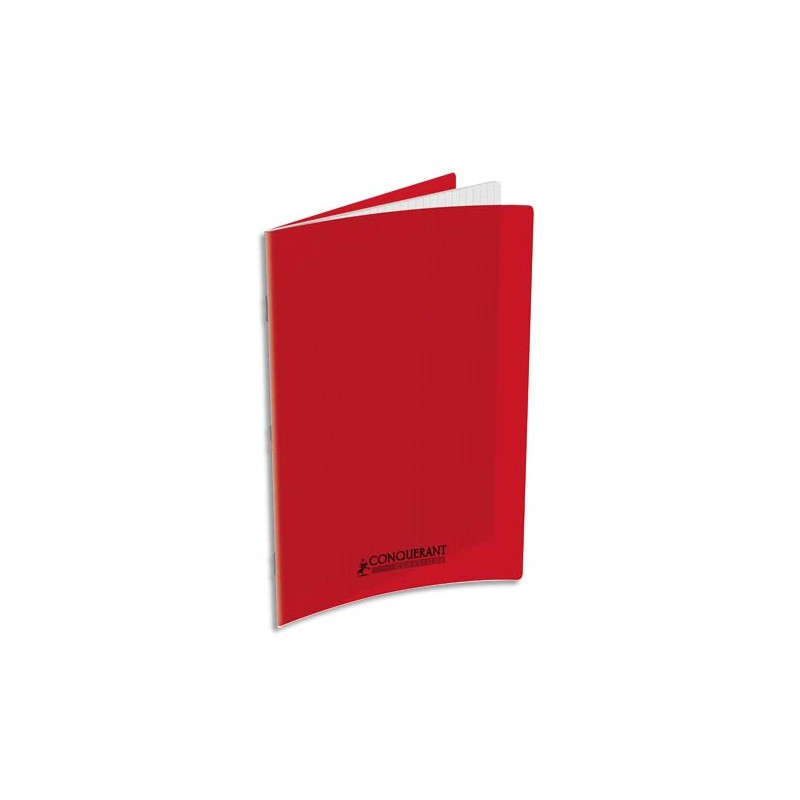 CONQUERANT C9 Cahier piqûre 21x29,7cm 48 pages 90g grands carreaux Séyès. Couverture polypropylène Rouge
