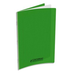 CONQUERANT C9 Cahier piqûre 21x29,7cm 48 pages 90g grands carreaux Séyès. Couverture polypropylène Vert