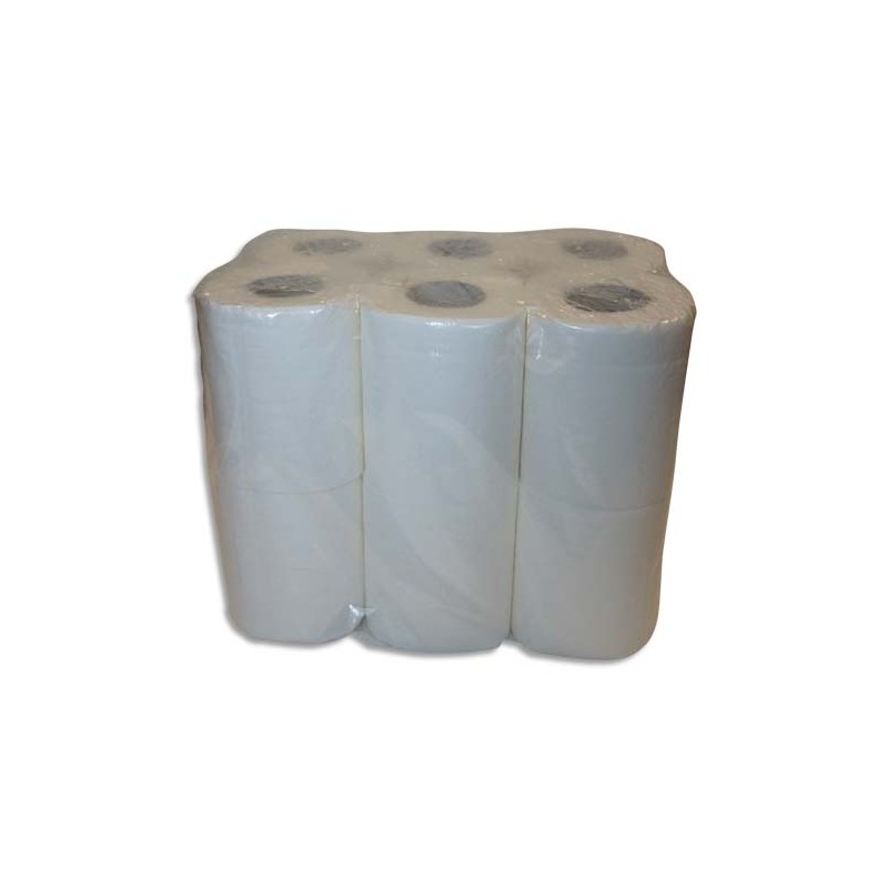 Colis de 4 paquets de 12 Rouleaux de Papier toilette pure ouate 2 plis 144 formats Blancs