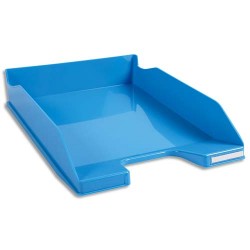 EXACOMPTA Corbeille à courrier Iderama. Coloris Turquoise glossy. Dim. L34,7 x H6,5 x P25,5 cm